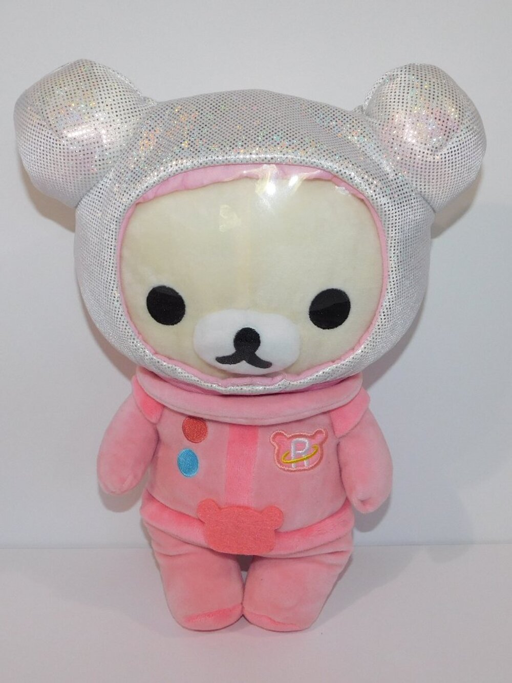 Rilakkuma Space Bear Plush San-X Pink Astronaut Stuffed  13" removeable helmet